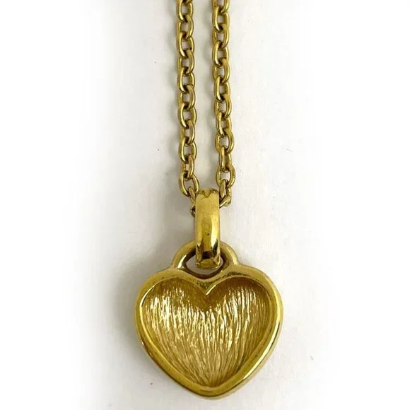 Christian Dior Logo Rhinestone Necklace Heart Motif Necklace GP - Picture 2 of 4